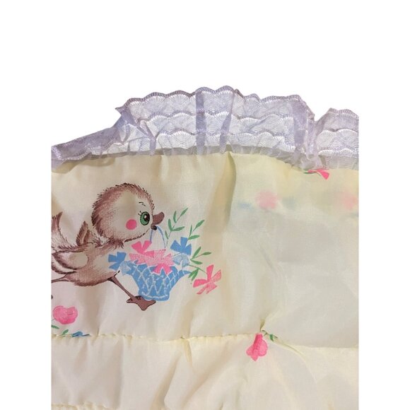 Vintage JCPenney Crib Quilt & Pillow Set Lace Edge Floral Baby Blanket Nursery - Picture 3 of 16